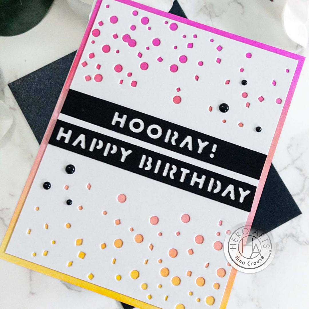 Here's a quick way to create a birthday card in a few easy steps! 🎊 Ilina's fun and festive design features our new Hooray Birthday Cover Plate Die and some beautiful ink blending: heroarts.com/blogs/hero-art…