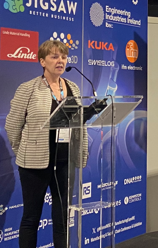 IMR_ie's tweet photo. IMR's Interim Director of L&amp;D, Liz Carroll, presented "Putting People First" earlier today at the @NationalMSC before joining John McLaughlin for a panel discussion on "Upskilling and Reskilling for the Digital Age of Manufacturing moderated by Barry Prost.
#ManufacturingExpoIRE https://t.co/DEdS9y7tqq