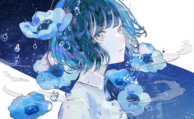 「blue eyes flower」 illustration images(Latest)｜5pages