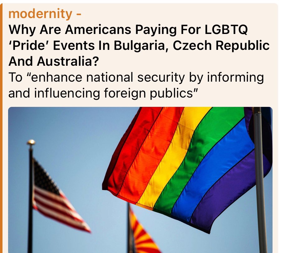 New “diplomacy “? No ! Wasteful stupidity ! : Federal grant records have revealed that the US State Department is funding random LGBTQ ‘Pride’ events in other countries. modernity.news/2024/05/28/why…