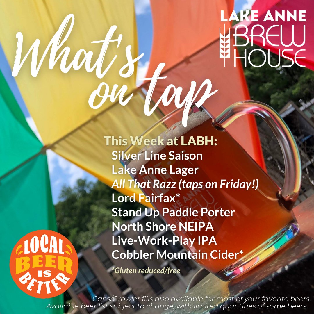 lakeannebrew's tweet photo. What's on Tap: Are you ready for Friday? ALL THAT RAZZ returns just in time for our Show Tunes Sing Along! 
.
#whatsontap #drinklocal #localbeerisbetter #locallypoured #allthatrazz #showtunes #singalong #restonpride #shine https://t.co/mbcDiCU3zl