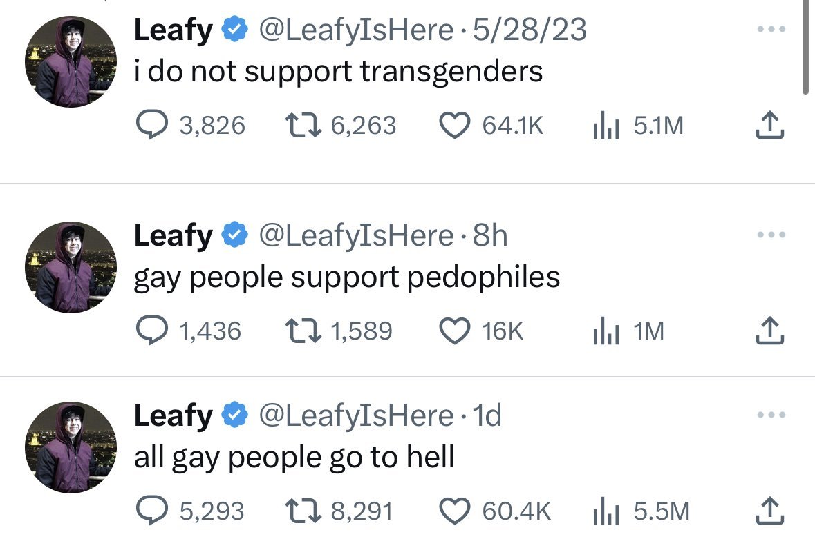Leafyishere is the only person to pull off being transphobic and have thousands of likes on the post
