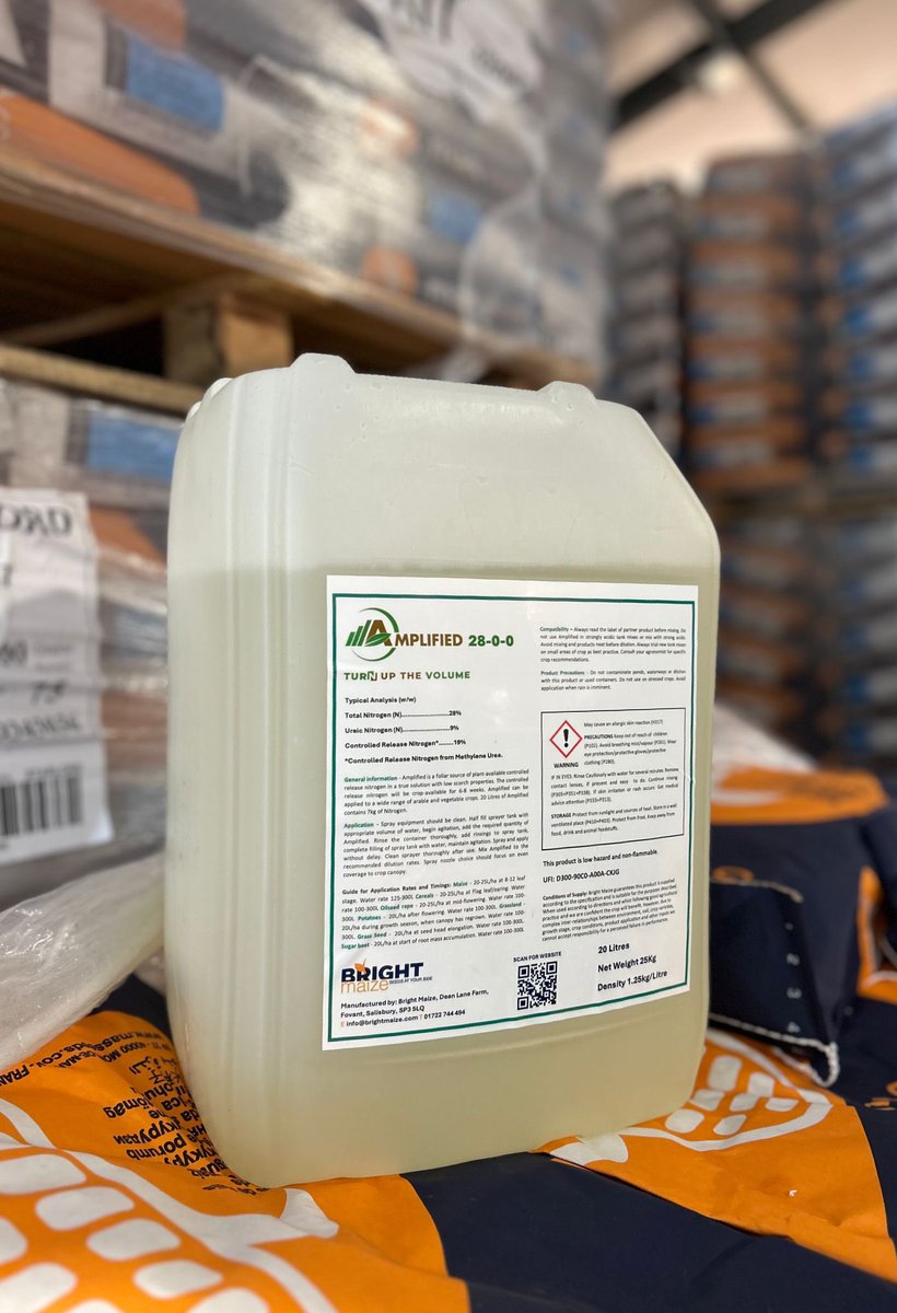 Have you tried AMPLIFIED yet!? 🤔 We urge you to give it a go if you haven’t. 

Amplified is a crop safe nitrogen foliar fertiliser that can be applied to a broad spectrum of crops such as maize, OSR, cereals and many more. 

Drop us a message or call us on 01722 744494 for info!