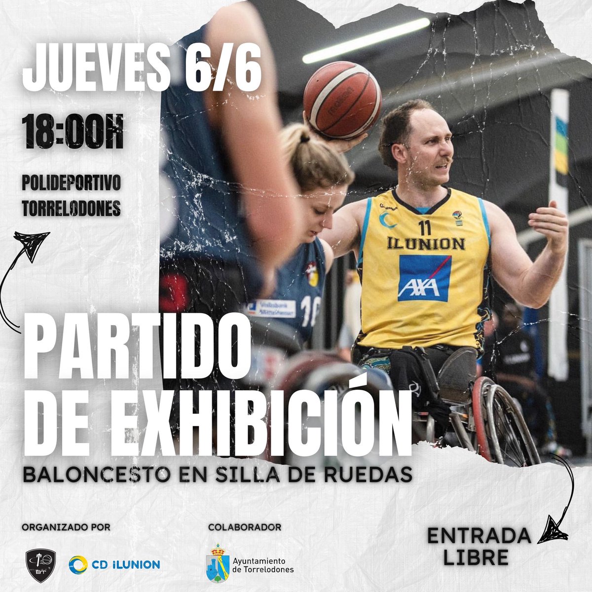 La semana que viene tenemos una cita importante en el Pabellón. Ven a conocer a <a href="/cdilunion/">Fans CD Ilunion</a> en un partido de exhibición de la #BSR 🏀🔥

🗓️ 𝐉𝐮𝐞𝐯𝐞𝐬 
🕒 𝟏𝟖:𝟎𝟎𝐡 
🏟️ 𝐏𝐨𝐥𝐢𝐝𝐞𝐩𝐨𝐫𝐭𝐢𝐯𝐨 𝐓𝐨𝐫𝐫𝐞𝐥𝐨𝐝𝐨𝐧𝐞𝐬 

Entrada libre. ¡No te lo pierdas! 🔝🫡

<a href="/ayto_torre/">Ayuntamiento de Torrelodones</a>