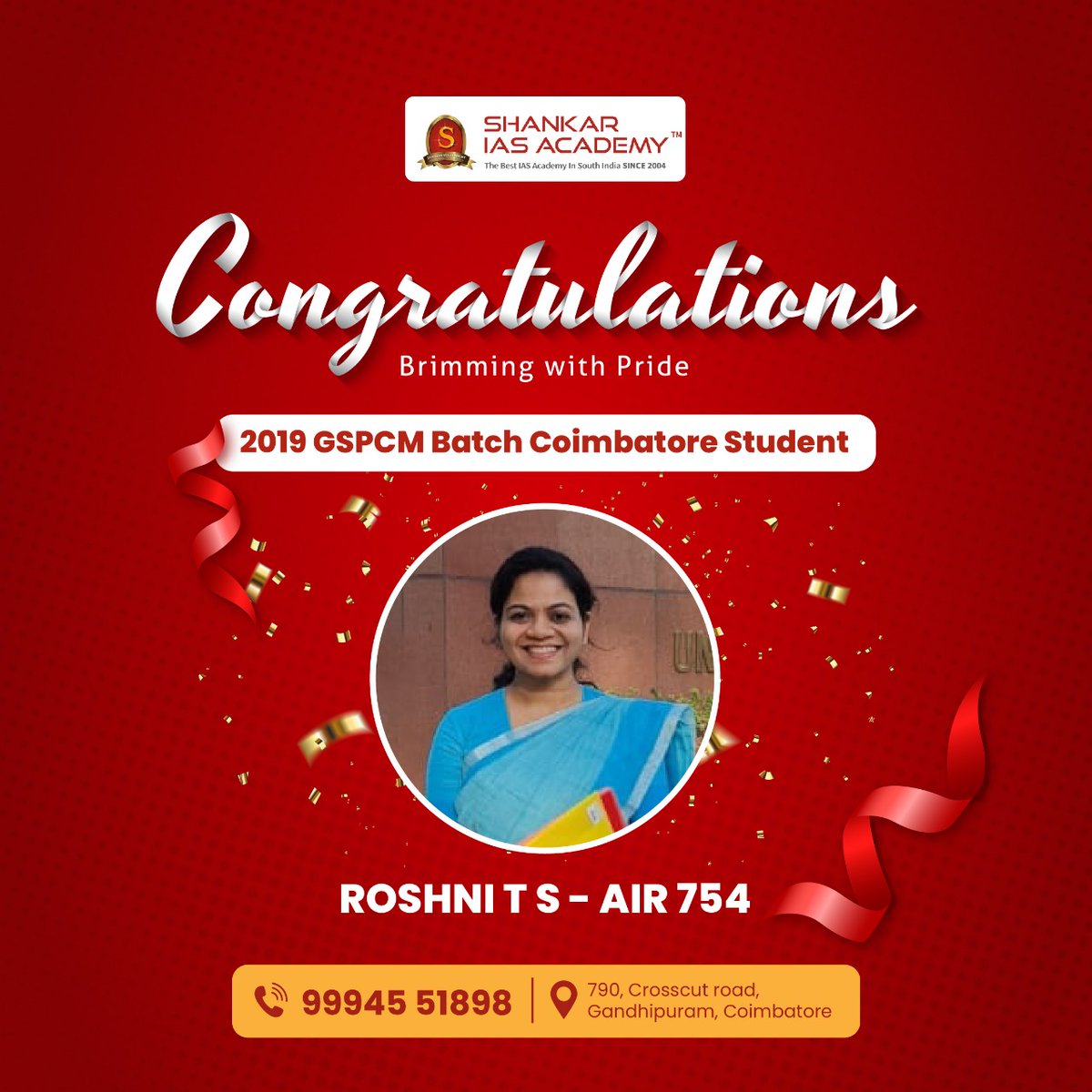 The only way to Achieve the impossible is to believe it is possible. 

Congratulations - Our GSPCM Batch Student.

Admissions Open for UPSC - CSE - 2024-25

For Details - Shankar IAS Academy Coimbatore - 9994551898

#admissionsopen #UPSC #upsccse #governmentjob #iasacademy