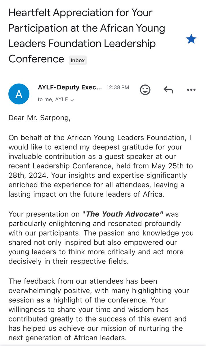 Wow! So humbled by the feedback🙏🏽❤️ @AYLF_Foundation