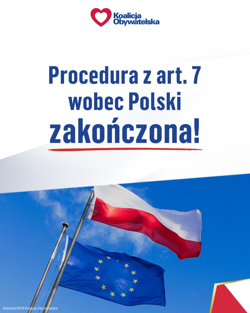 Nie ma wątpliwości w sprawie praworządności❗ 🇪🇺 Rzecznik Komisji Europejskiej: „Komisja uważa, że w Polsce nie występuje już jednoznaczne naruszenie praworządności”.