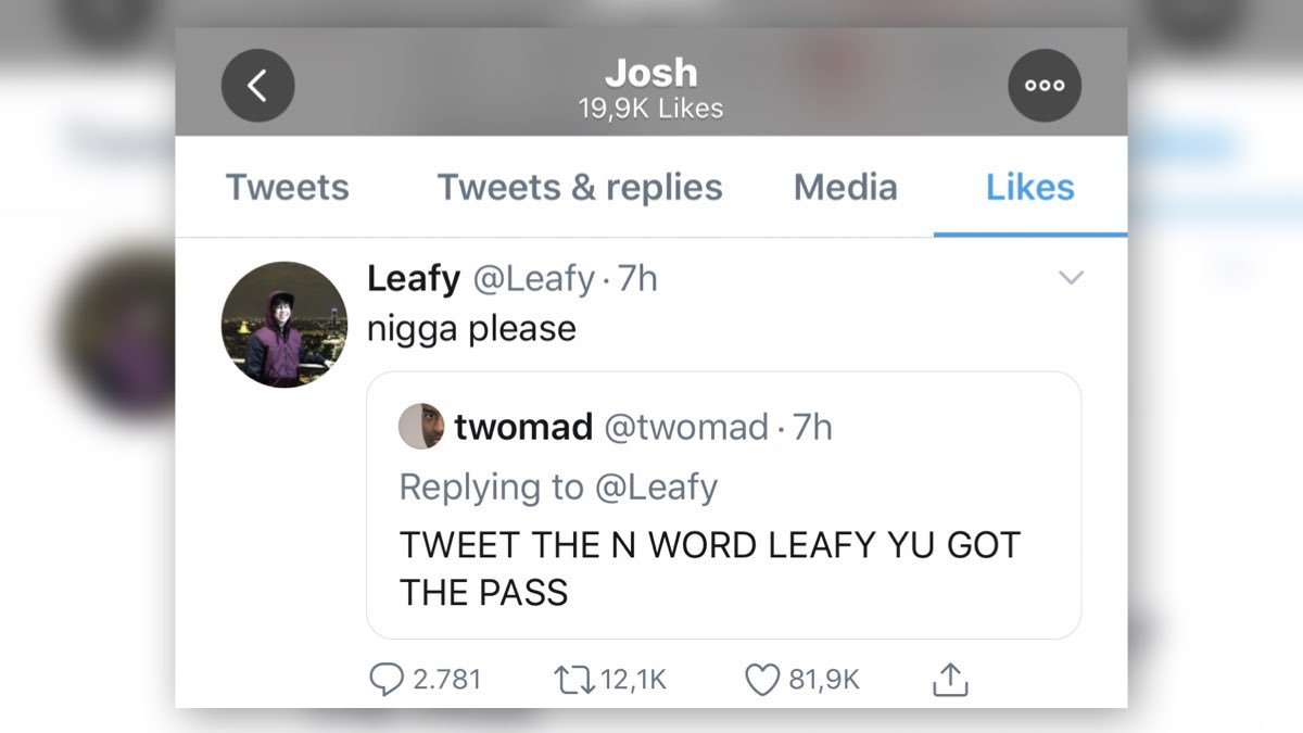 Leafyishere the only white person to get away with saying the n word...