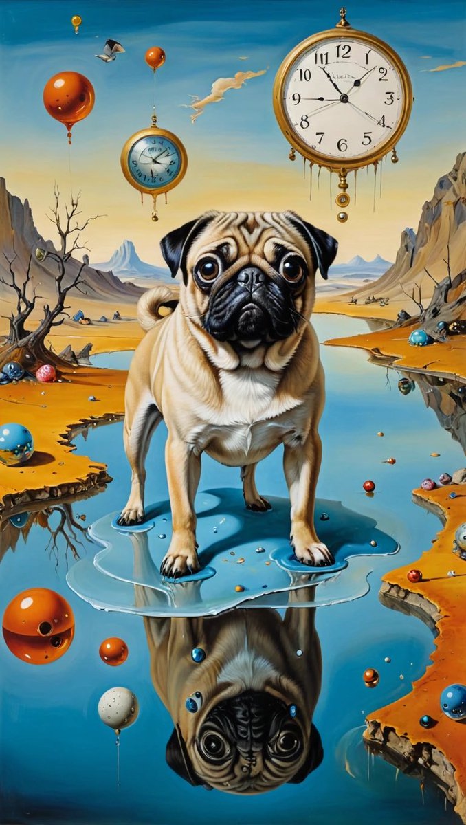 Pug inspired by Salvador Dali 1/1 3 tez #SupportEachOthers #TezosArts