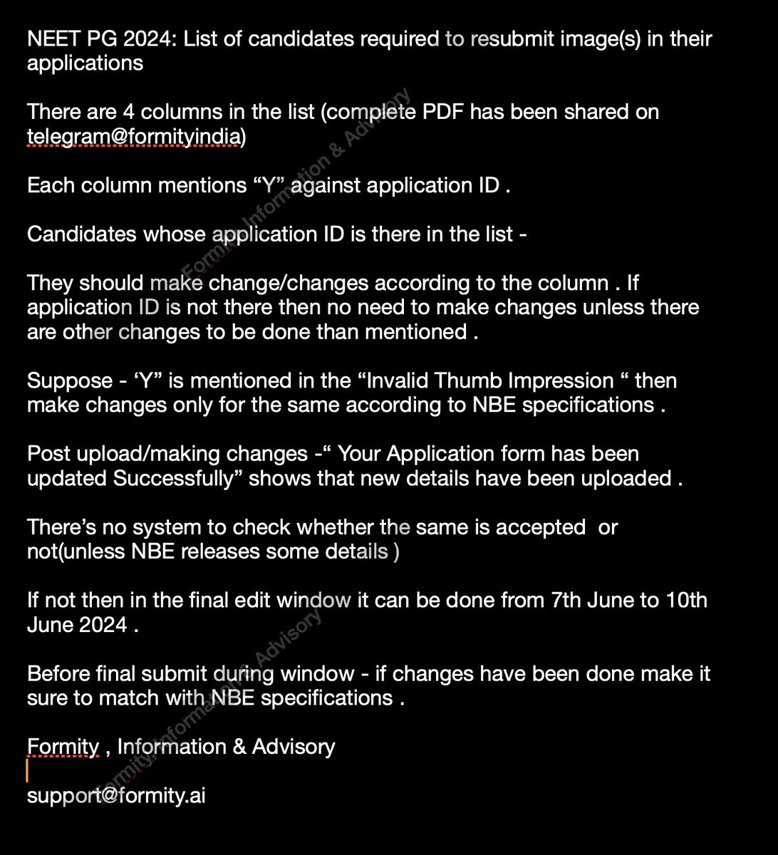 #NEETPG edit window #NEETPG2024 . Suppose - ‘Y” is mentioned in the “Invalid Thumb Impression “ then make changes only for the same according to NBE specifications .
