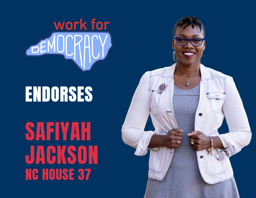 We’re thrilled to endorse @TeamJackson4NC! Safiyah Jackson brings a businesswoman’s and educator’s perspective to tirelessly advocate for families and strong communities in #NCHouse District 37, #WakeCounty.