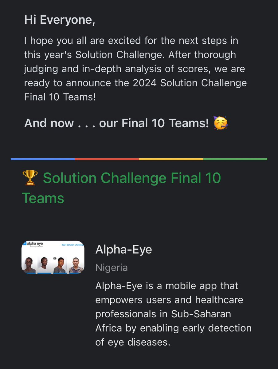 kxSplash's tweet image. From the CITY OF OGBOMOSHO 🫶 
@gdsclautech to the WORLD 🥂💯
Team Alpha Eye from @lautechofficial advanced to the Top 10 GDSC Solutions Challenge Finalist🔥🎉
Congratulations me and my teammates  @_DevPeter @TOBYGRAPHIX @orion_codes
@Geektutor @googledevs @googledevgroups