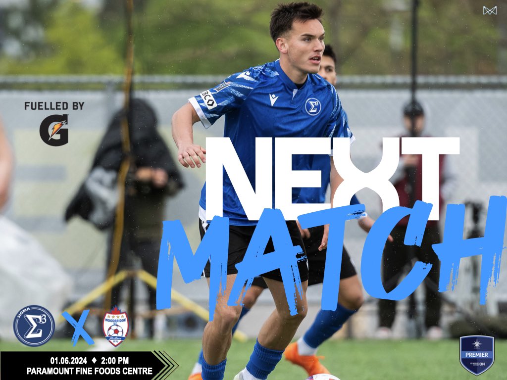 Next Match!

📅: Saturday June 1, 2024
🕛: 2:00pm
🆚: Woodbridge
🏟️: Paramount Fine Foods Centre

#FuelledByG @Gatorade #ForTheFuture