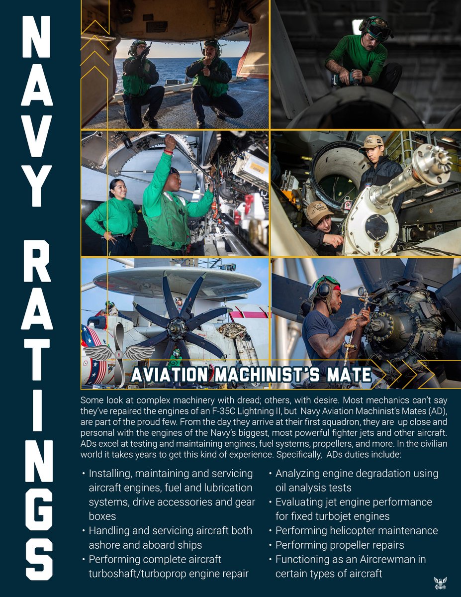 🛠️ Keeping engines roaring and dreams soaring, Aviation Machinist’s Mates are the ultimate mechanics of the sky! Thank you ADs for always keeping us safe by turning turbulence into smooth sailing! ☁⚓