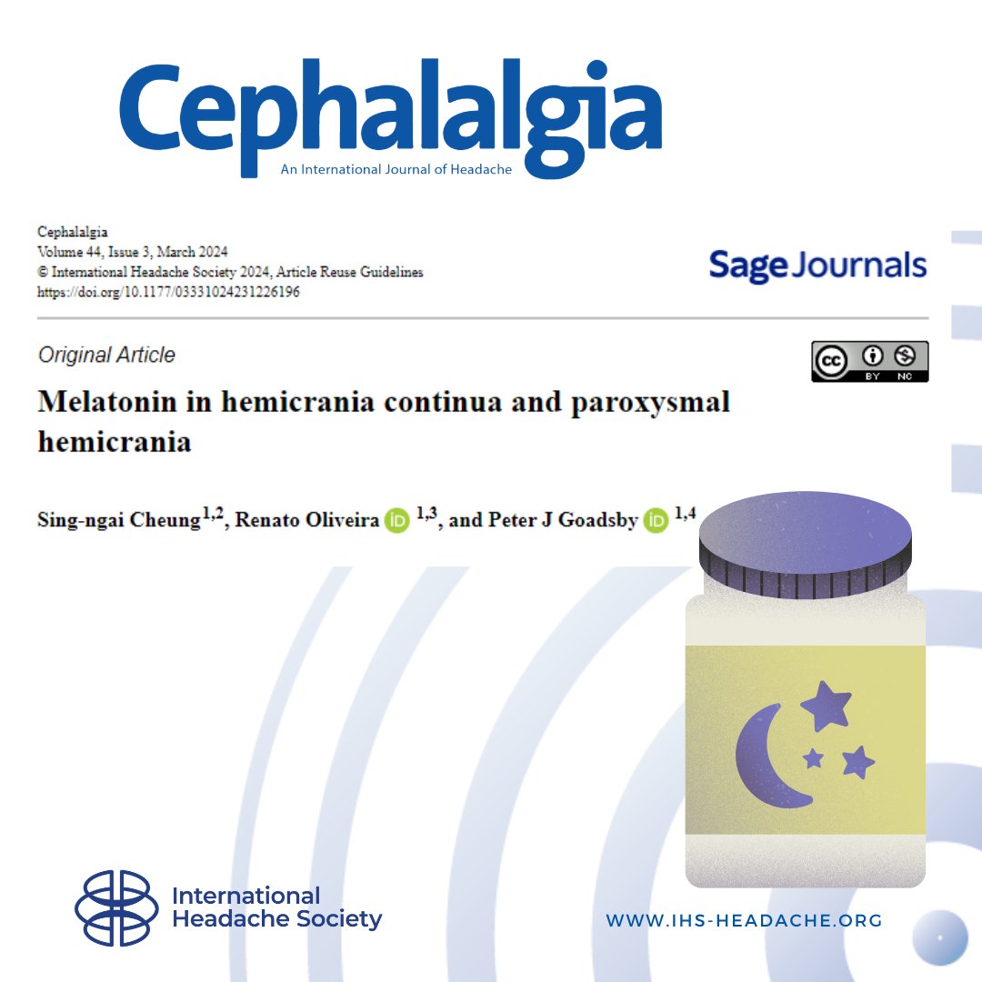 Melatonin in Hemicrania Continua and Paroxysmal Hemicrania: a well-tolerated option with significant ameliorating effects. journals.sagepub.com/doi/10.1177/03… #headache #neurology @petergoadsby