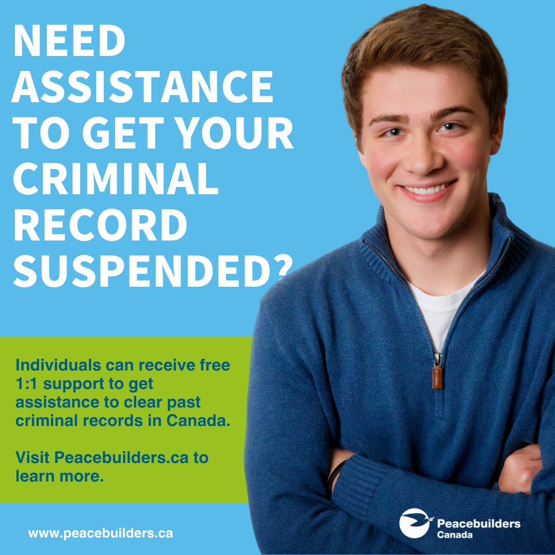 Peacebuilders' RSSP is your pathway to a brighter future!  Receive personalized and confidential 1-on-1 support to navigate the record suspension process. 
 
Apply to embrace a fresh start! 
 
Click the link for more info: shorturl.at/KGQha