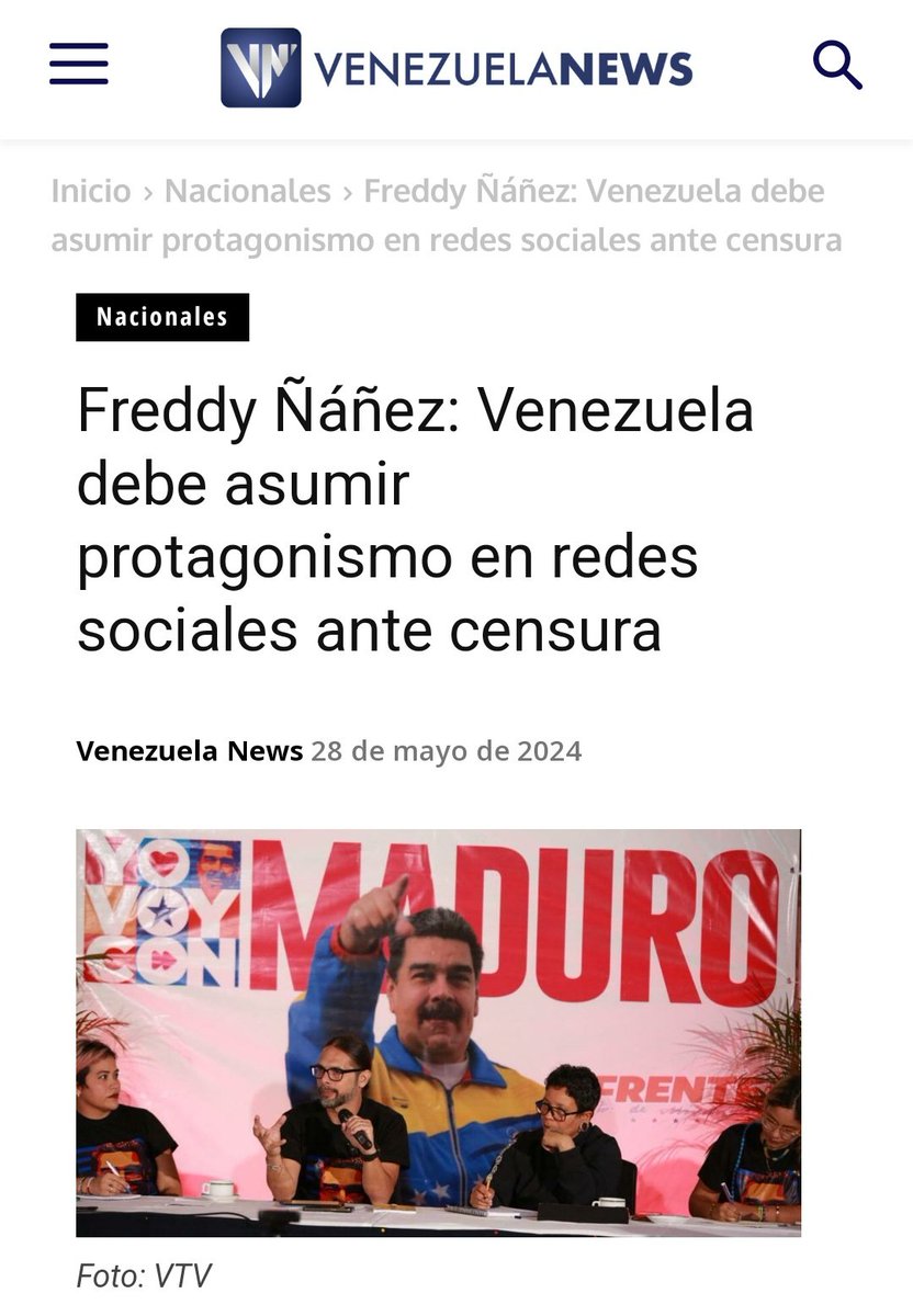 El vicepresidente Sectorial de Comunicación, Cultura y Turismo, Freddy Ñáñez, llamó al Pueblo de Venezuela a asumir su protagonismo en las redes sociales, para defender la verdad de la Patria ante la actual censura mediática que sufre el comando de campaña socialista.