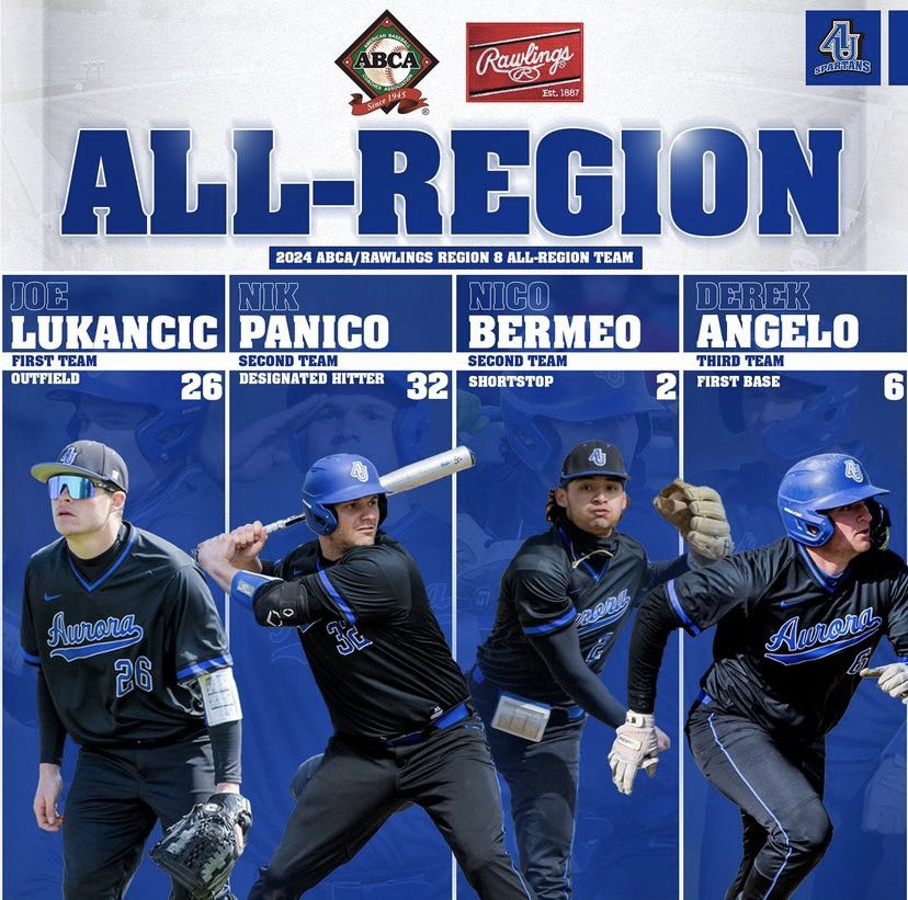 Congrats to Joe, Nik, Nico and Derek for making the ABCA All-Region Team! 

#GoSpartans @AU_Spartans