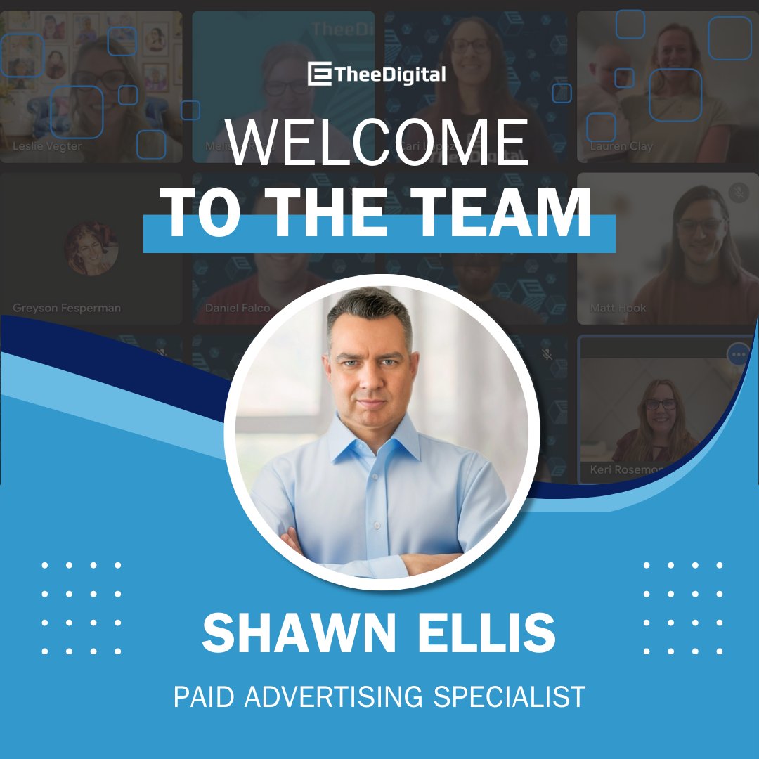 Please welcome Shawn Ellis, our new Paid Advertising Specialist at TheeDigital! 🚀

Shawn comes packed with expertise and fresh ideas to supercharge our digital marketing campaigns and elevate our clients' visibility online. 

Here's to great success together!
#teamculture