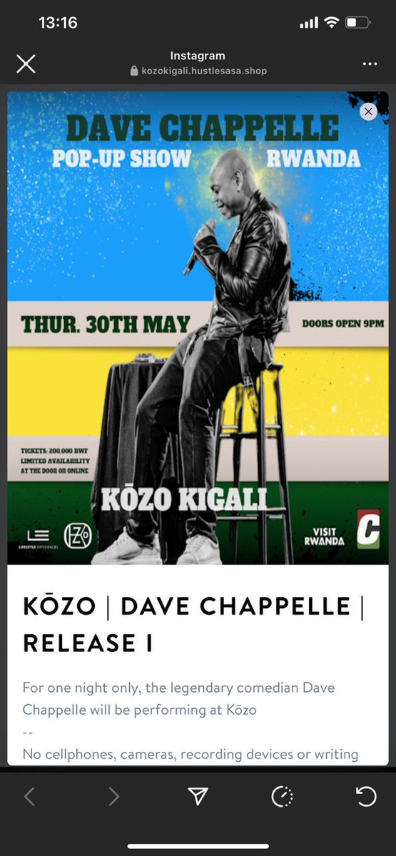 If Dave Chappelle is performing in Kigali on May 30th, my show on May 31st is the ultimate afterparty for those who love to laugh but can't afford 200,000rwf. Grab tickets for 7,000rwf and save 193,000rwf – because in this economy,  who doesnt need that? 😂  #IbiheBihaIbindi