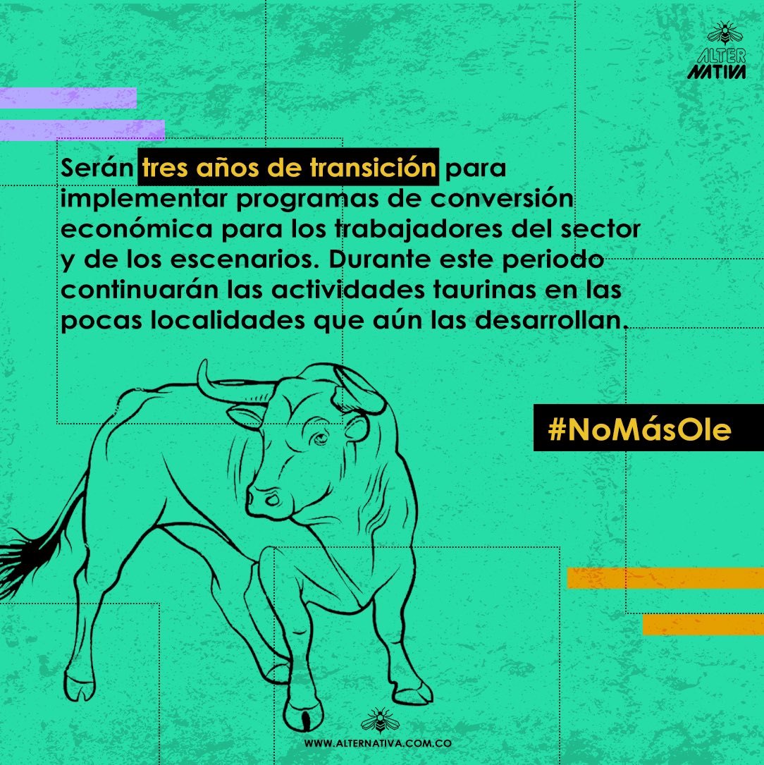 lalternativa's tweet photo. Este martes 28 de mayo de 2024, el Congreso de la República en el cuarto y último debate aprobó el proyecto para prohibir las corridas de toros en Colombia, y hacer real la consigna #NoMasOlé 🐂

#GenteAlterNativa #colombiasintoreo #Noticia #Manizales #Caldas #RevistaAlternativa https://t.co/91HIkXThSX