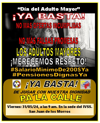 El Estado Venezolano está obligado a cumplir el artículo 80 de la CRBV, respetando la dignidad de los adultos mayores, garantizandoles una atención integral, seguridad social y el derecho a un trabajo digno y acorde a sus capacidades. #SalarioMininoDe200$Ya #NoAlExterminio