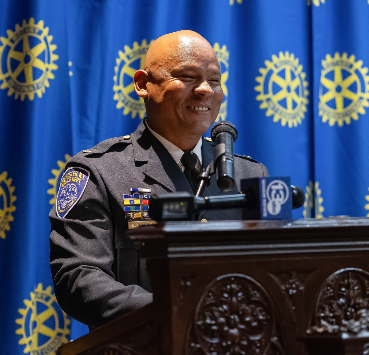 On May 28th, 2024, Lieutenant Bing Reaves was recognized with the 22nd annual Henry H. Jensen Memorial Award at the <a href="/RochesterRotary/">Rochester Rotary, NY</a> Annual Law Day Luncheon for his community outreach such as organizing back-to-school backpack giveaways. Congratulations!