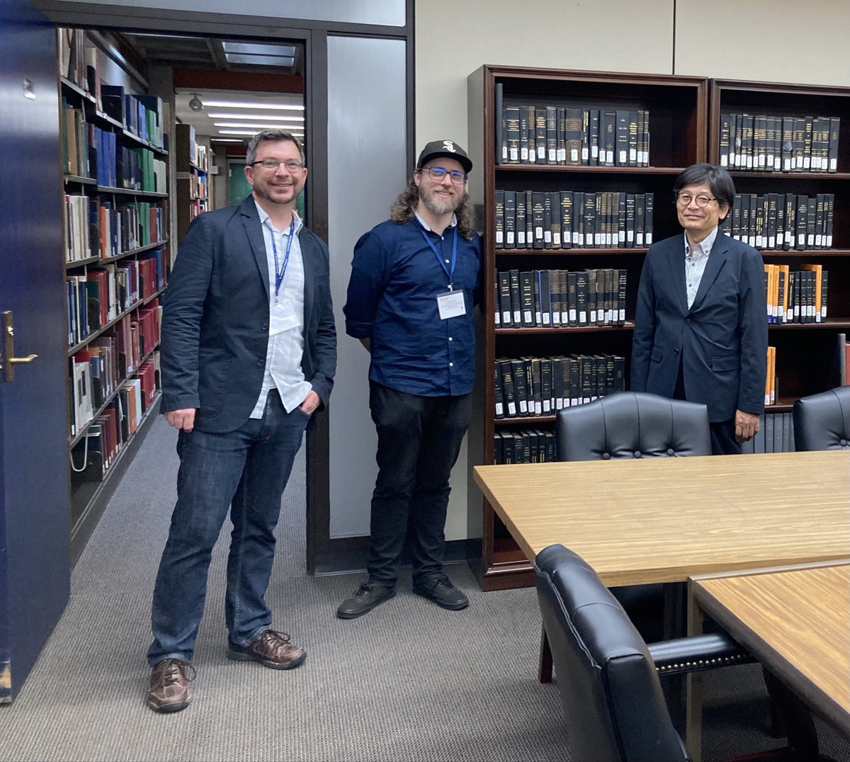 Dr. Naoki Kamimura, <a href="/dw_springer/">Don Springer</a>, &amp; yours truly in the <a href="/PIMS_Mediaeval/">PIMS</a> library yesterday during <a href="/csps_patristics/">CSPS</a>.