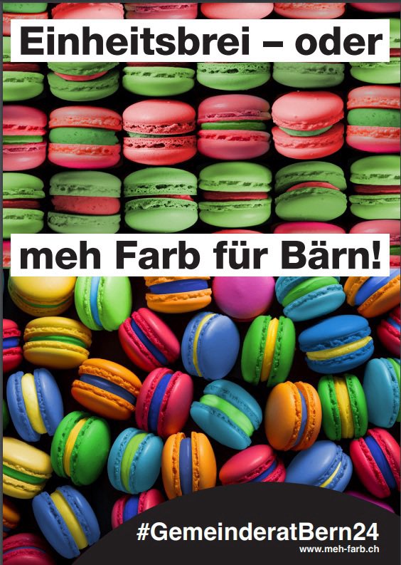 Es braucht dringend 'meh Farb' im Berner Gemeinderat! Für mehr politische Ausgewogenheit anstatt rot-grünem Einheitsbrei. Deshalb kandidiere ich auf der Liste 'Meh Farb für Bärn!' für die @SVP_Stadt_Bern als Gemeinderat. 
#WahlBern24 #GemeinderatBern24