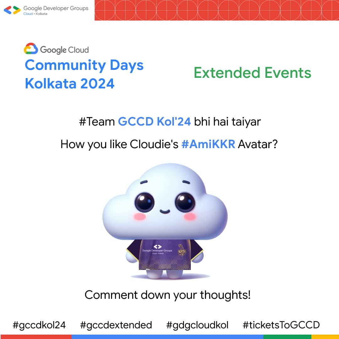 #AmiKKR fever is insane!
Our Cloudie is also rejoicing in the victory! 💜

But the celebration doesn't stop here!
Team GCCD Kol'24 is brewing a tech storm.

What do you think we have in store?🤔 Comment down!

#gdgcloudkol #gccdkol #gccdkol24 #likeneverbefore