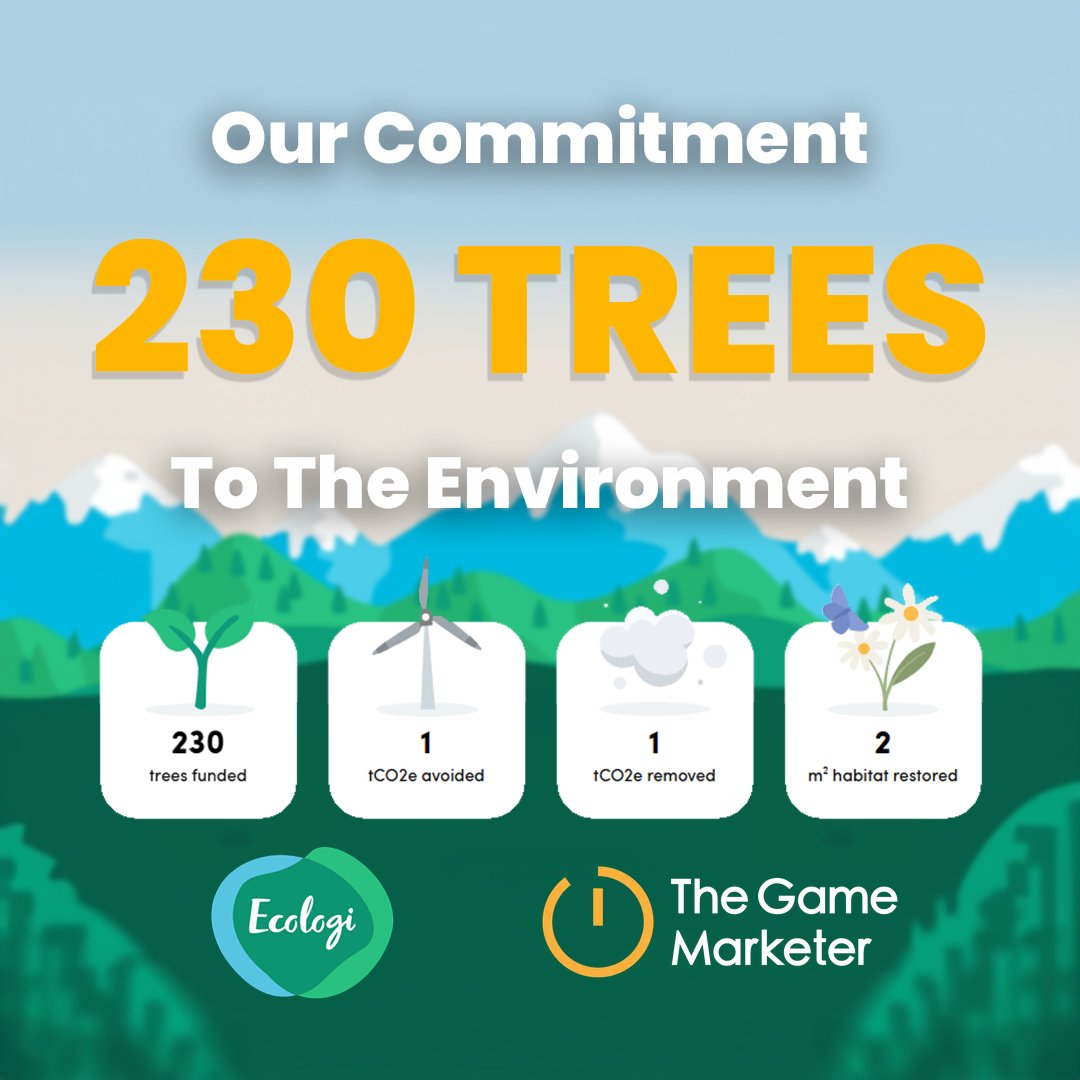 Our green journey begins!

The Game Marketer is now partnered with @Ecologi_hq, an environment sustainability team working to better our world one tree at a time.

We pledge to plant 10 trees for each new client we onboard.

#sustainability #greenjourney #videogamemarketing