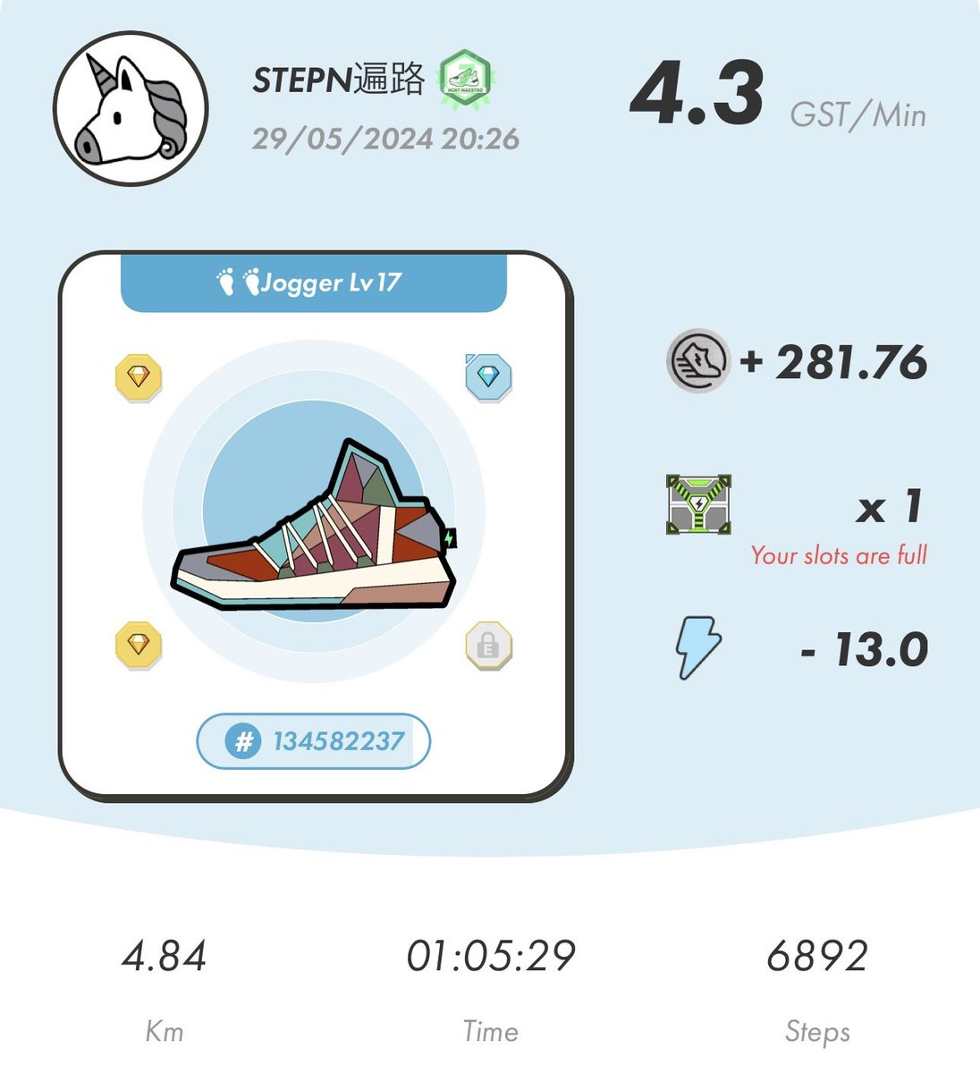 本日も13エナWALK！今くらいの時期がちょうどいいですね。涼しく歩けてる。STEPNGOのテスター？の募集がされてますね。フォロワー数の設問があったから私のような雑魚は選ばれないでしょうな。期待はしませんが、長く続けられれば何も文句は言いません。
#STEPN