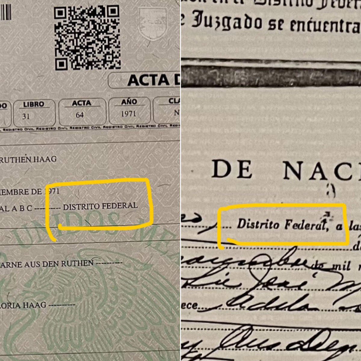 arnemx's tweet image. Al digitalizar las actas, transcriben cada palabra del libro en manuscrito a texto digital, @ClaraBrugadaM. Anexo zoom de la copia de mis actas.

En 1963 no existía la CDMX, éramos el Distrito Federal. 

Parece que sí eres de 100% 🇬🇹 y no serás jefa de gobierno.