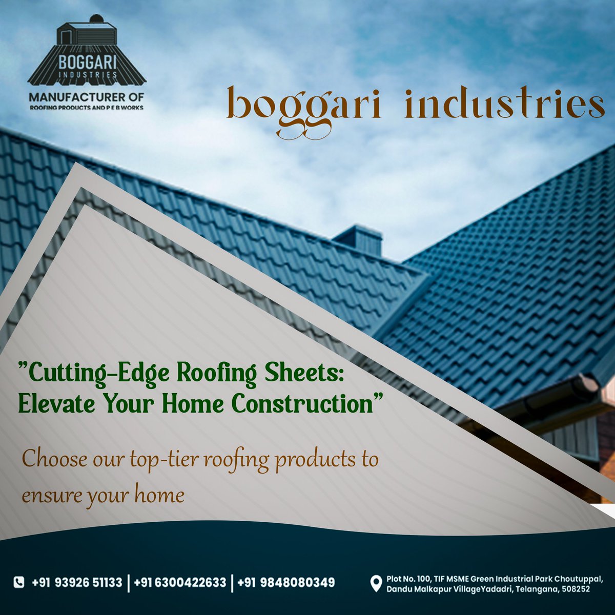 Looking for the BEST roofing sheets? Look no further! Boggari Industries has you covered with top-notch, quality sheets that stand the test .

Call :+91 98480 80349

#Roofing #QualityRoofing #TopNotchSheets #DurableRoofing #BoggariIndustries #HomeImprovement #RoofingSolutions