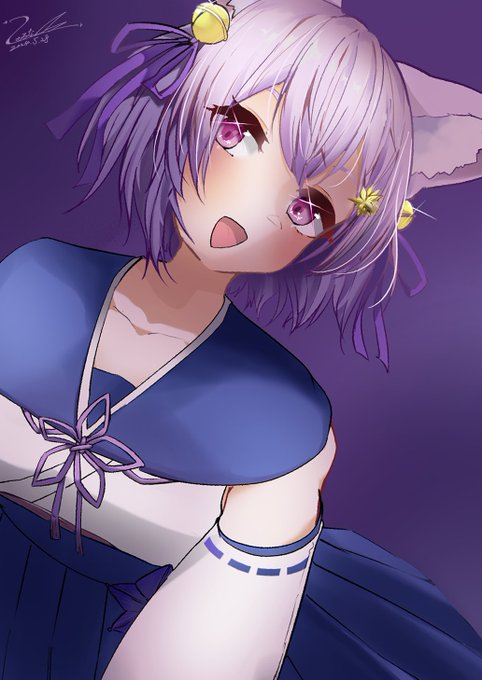 「purple background purple hair」 illustration images(Latest)