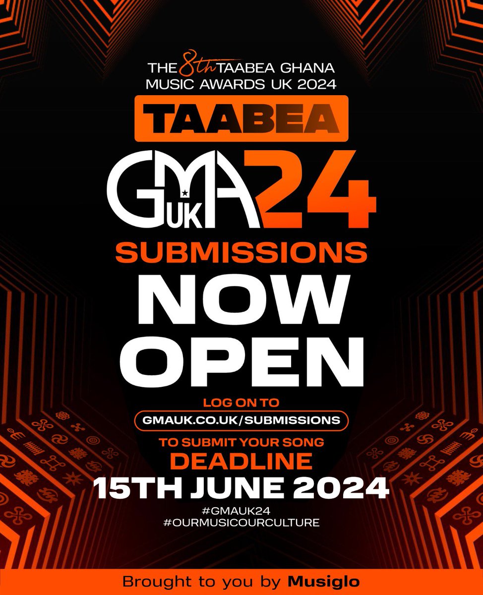 The nominations for the prestigious 8th Ghana Music Awards UK is officially OPEN!

Do you have a song, music video, or production you're proud of? 

Submit your work for consideration and have a chance to be recognized on the UK stage!