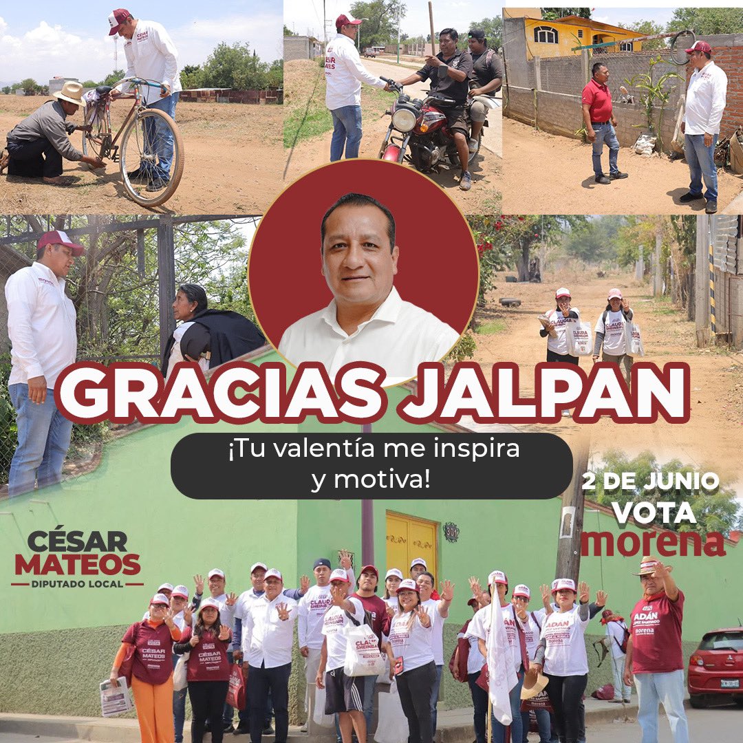 ¡Gracias, Jalpan ❤️! 
Nos vemos el 2 de junio para celebrar el triunfo de nuestro movimiento.

#VotaMorena #VotaTodoMorena #VotoParejoPorMorena #VotoMasivoPorMorena #ClaudiaPresidenta #VotaMorena #VotaTodoPorMorena #VotoMasivoMorena 
#ClaudiaSheinbaumPresidenta