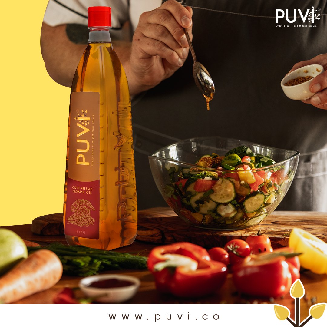 puvioils's tweet photo. Discover the magic of #PuviColdPressedSesameOil, the perfect way to #enhance the taste and aroma of any dish. Just a drizzle can turn your salads, stir-fries, and marinades into #gourmetdelights! 🥗🍜  👉 https://t.co/fZwJs37pwj