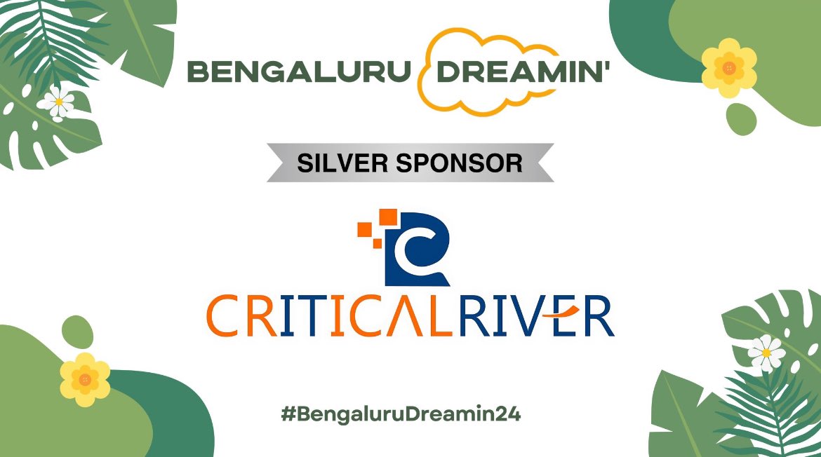 Bengaluru Dreamin' (@bnglrdreamin) on Twitter photo A huge shoutout to <a href="/CriticalRiver/">CriticalRiver</a> for sponsoring our Bengaluru Dreamin' Conference 🤩
More details 👇
linkedin.com/posts/bengalur…
#BengaluruDreamin24 #Salesforce #trailblazercommunity #CriticalRiver #Sponsor #NTTDATAlife A huge shoutout to <a href="/CriticalRiver/">CriticalRiver</a> for sponsoring our Bengaluru Dreamin' Conference 🤩
More details 👇
linkedin.com/posts/bengalur…
#BengaluruDreamin24 #Salesforce #trailblazercommunity #CriticalRiver #Sponsor #NTTDATAlife