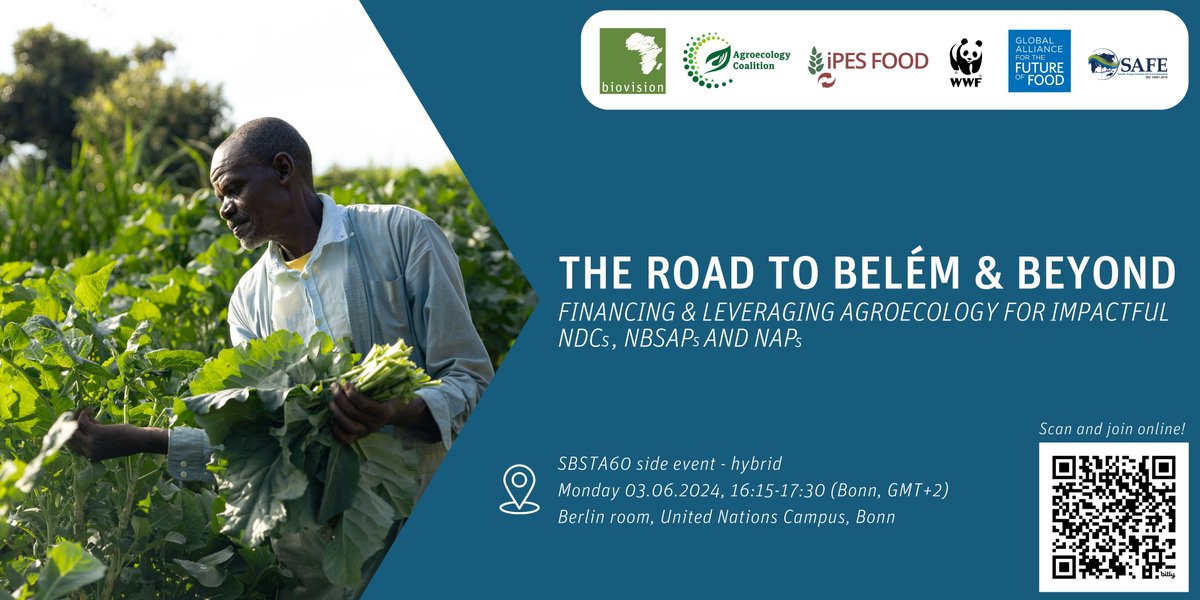 As governments draw up action plans to tackle #climate #biodiversity & #desertification crises, they must support #agroecology to combat all 3 together. Join our event to discuss 'the Road to Belém & Beyond' 📅3 June, 16:15 CEST 👉REGISTER: us06web.zoom.us/webinar/regist…