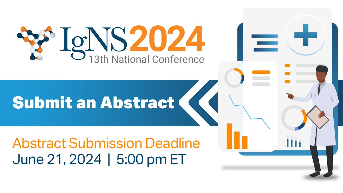 📢 Share your data at #IgNS2024! Submit an abstract for a poster presentation on topics ranging from Ig and biologics to disease and therapy management, healthcare economics outcomes, clinical studies, and more. The submission deadline is June 21. event.fourwaves.com/igns2024