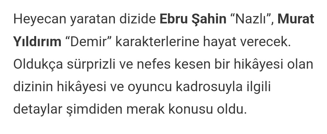 Ne demek karakterin adı Demir yaa... Başka isim mi bulamadılar... Diziyi izlerken #MuratYıldırım'a Demir derken aklıma Asi gelicek hep ama....