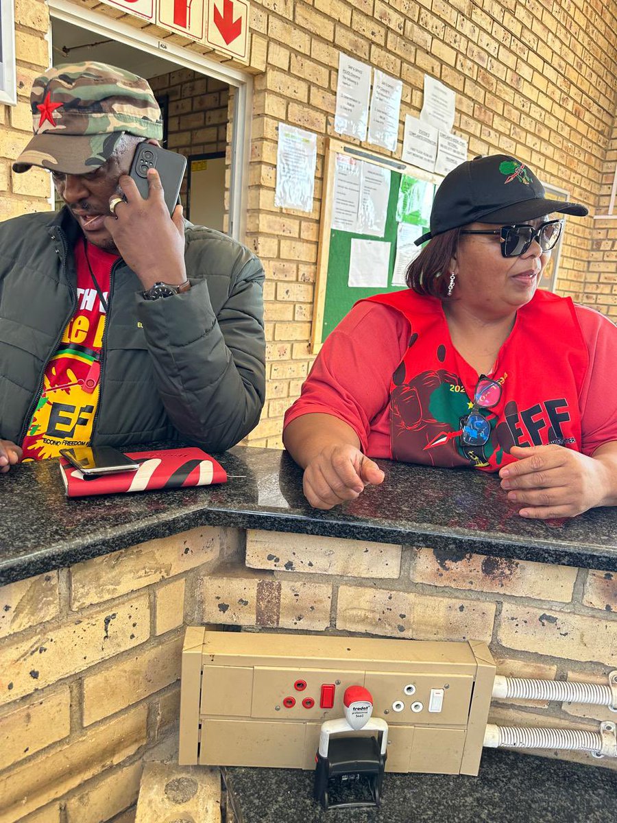🗳️In Progress🗳️ In Pictures| Cmsr. Laetitia Arries, together with Fgtr. Happy Kali, are currently at Matlosana Police Station to open a case against an IEC presiding officer who disregarded the voting procedures and issued a ballot paper for herself.