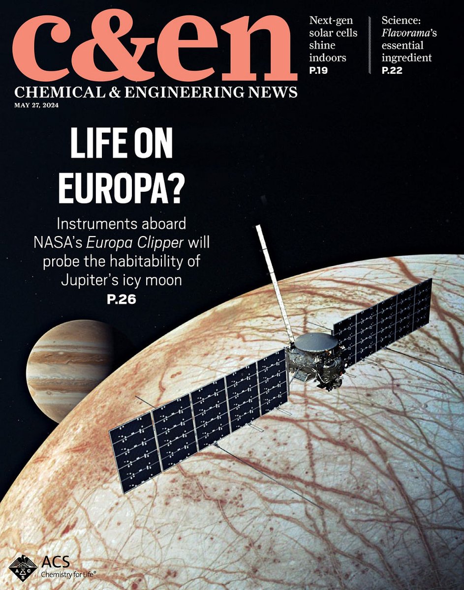 This week in the C&EN magazine: Searching for the ingredients of life on Europa + The chemistry of Polaroid photography + Indoor solar cells are coming soon to gadgets near you. Read more: cen.acs.org/magazine/102/1…