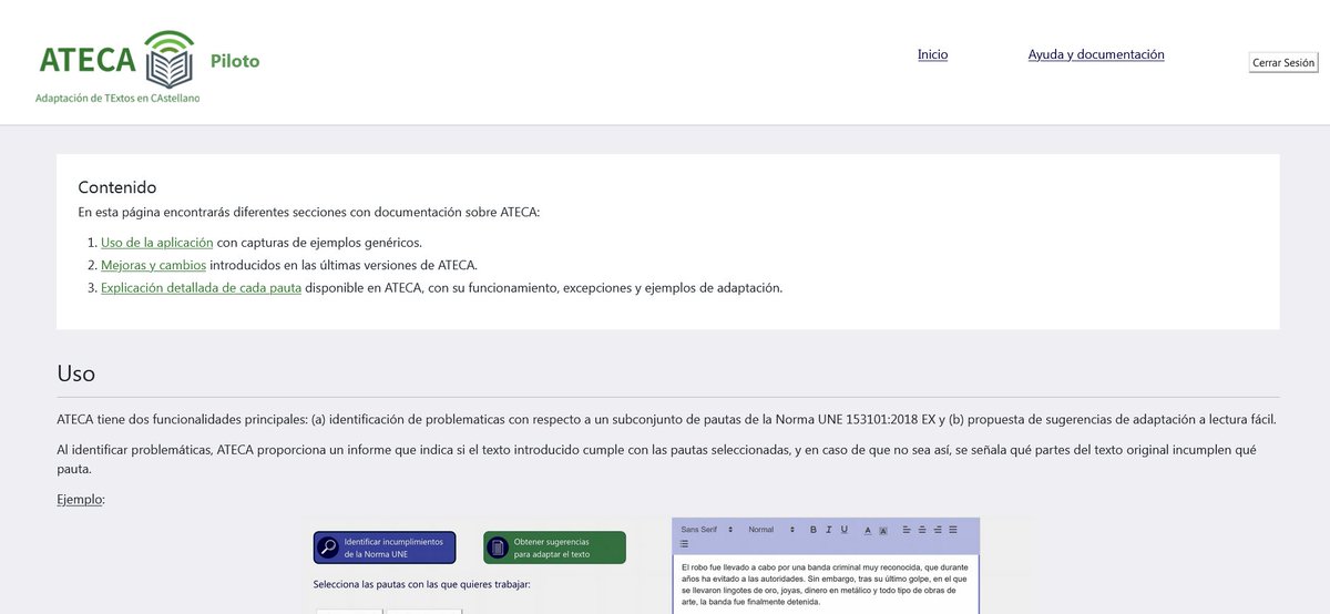 📢 Usuarios e interesados en #ATECA, hay una nueva versión disponible que incluye mejoras en la funcionalidad. #accesibilidadcognitiva #lecturafacil
También hemos incluido una sección de documentación. ¡Esperamos que sea de utilidad!
@oeg_upm @La_UPM @ceacog