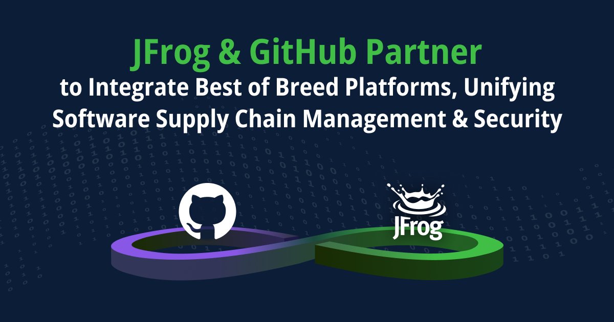 We’re proud to announce a partnership between JFrog &amp; <a href="/github/">GitHub</a>!

Our partnership brings the leading platforms for code and binaries together, delivering the most comprehensive, seamless #DeveloperExperience. 💪

Learn more: jfrog.co/3V3CrYy
