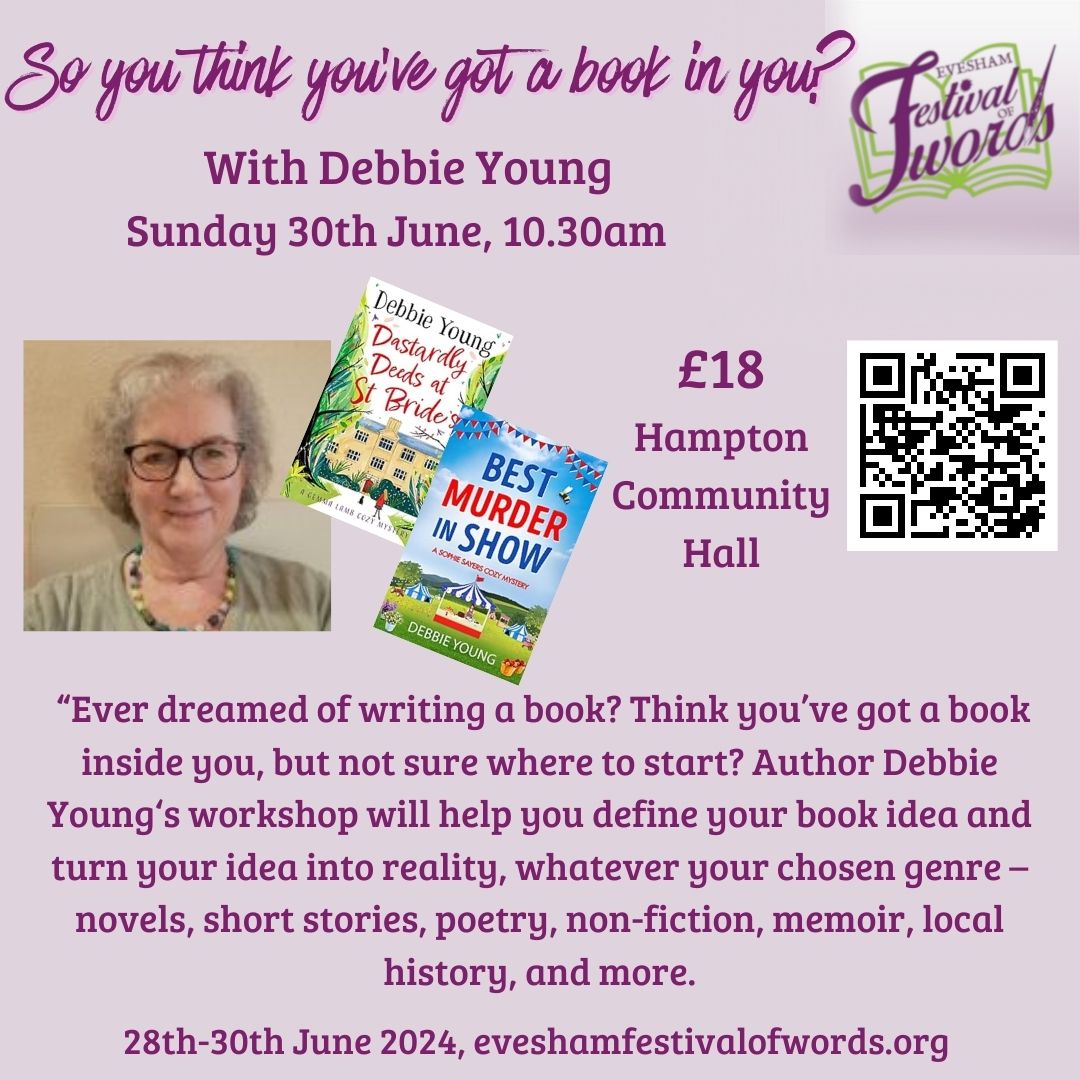 Have you got a story to tell? Why not join us for one of our writing workshops over the main festival weekend? Our fabulous workshop leaders <a href="/electra_rhodes/">Electra Rhodes - writes a bit/archaeologises a bit</a> and <a href="/DebbieYoungBN/">📚 Debbie Young 📚</a> will be there to help you with stories short and long eveshamfestivalofwords.org/programme/
#WritingCommunity