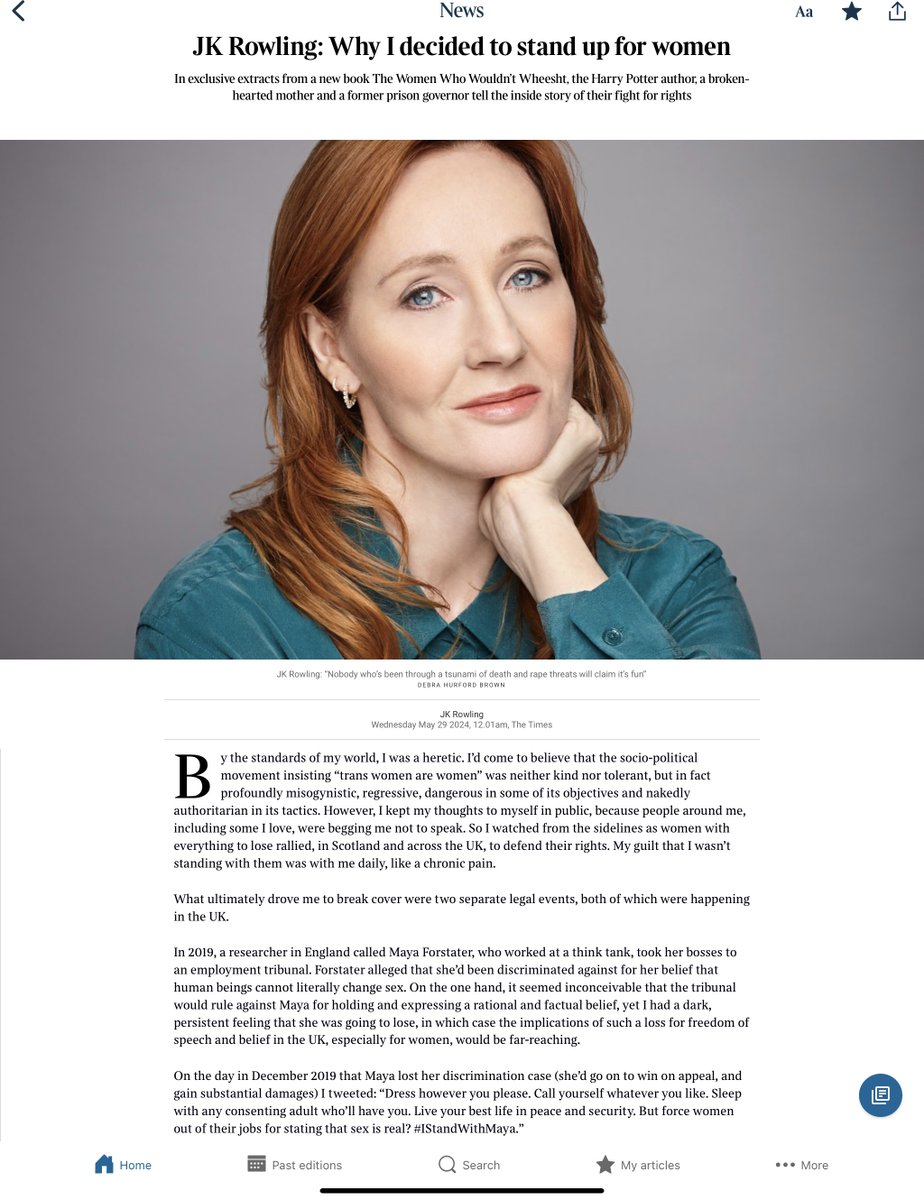 I love and admire this woman so much. Just imagine where we would be today if @jk_rowling had decided not to stand with ordinary women against the anti-women, anti-science, anti-reality gender identity movement sweeping across the globe? If JK Rowling had done what almost every