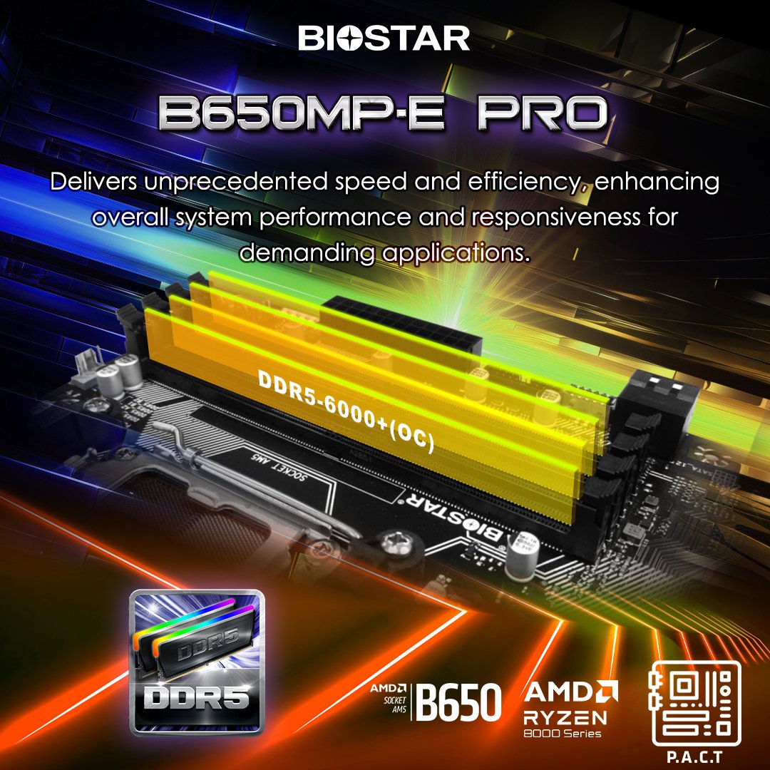 The B650MP-E PRO easily handles demanding applications and runs multiple programs simultaneously without a hitch.🤓

Know more:
biostar.com.tw/app/en/mb/intr…

#BIOSTAR #AMD #Ryzen #b650