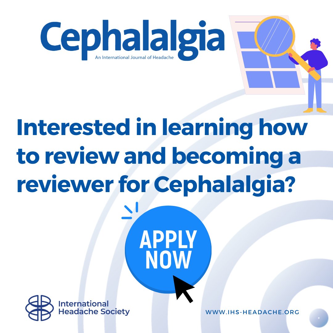 🚀 Join the Cephalalgia Reviewer Academy 2024/2025! 🚀 Boost your CV, gain peer review skills, and connect with headache research experts! Apply by 24 June 2024 🔗 More info and apply: ihs-headache.pulse.ly/phcparynvk #CephalalgiaAcademy #Headache #PeerReview #ihs #neurology